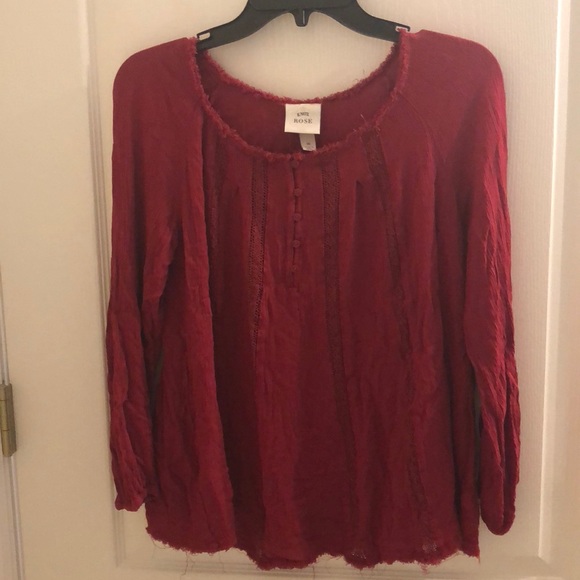 Knox Rose Tops - ❄️🚗🥒Knox Rose Red Long-Sleeve Blouse